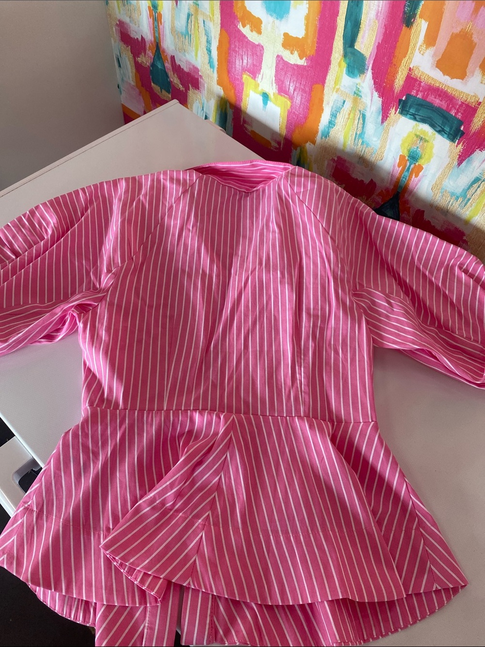Zara Pink and White Striped Button-Up Shirt. Size medium. Great condition. - Picture 5 of 5